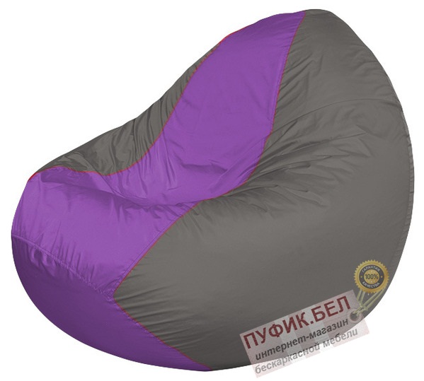 Кресло мешок Classic К2.1-204 (основа серая, вставка сиреневая)