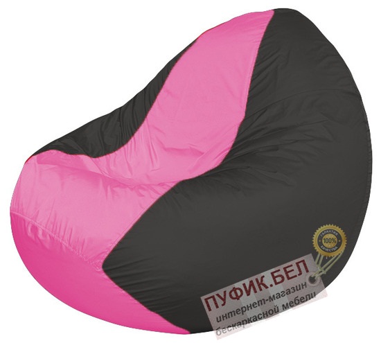 Кресло мешок Classic К2.1-223 (основа чёрная, вставка розовая)