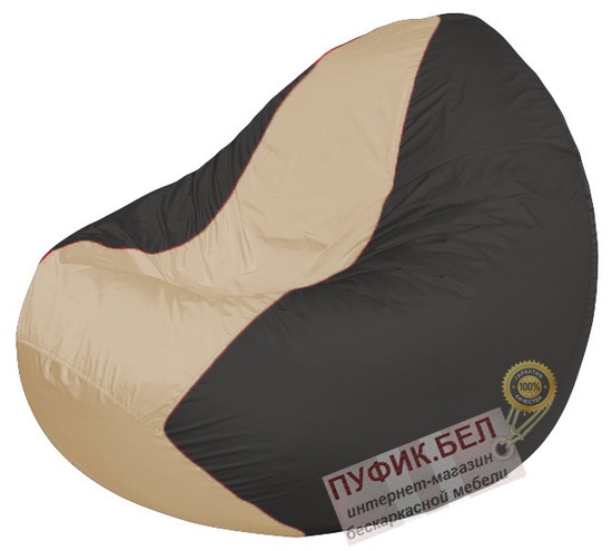Кресло мешок Classic К2.1-225 (основа чёрная, вставка бежевая)