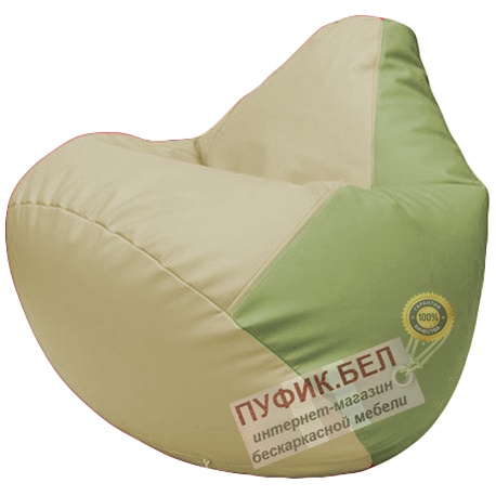 Кресло мешок Груша светло-бежевый и оливковый Г2.3-1019