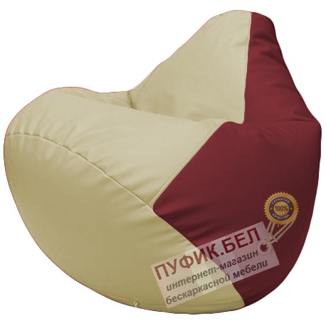 Кресло мешок Груша светло-бежевый и бордовый Г2.3-1021