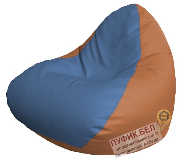 Кресло мешок RELAX Р2.3-68 (основа оранжевая, вставка голубая)