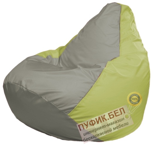 Кресло мешок Груша Макси Г2.1-343 серый, салатовый