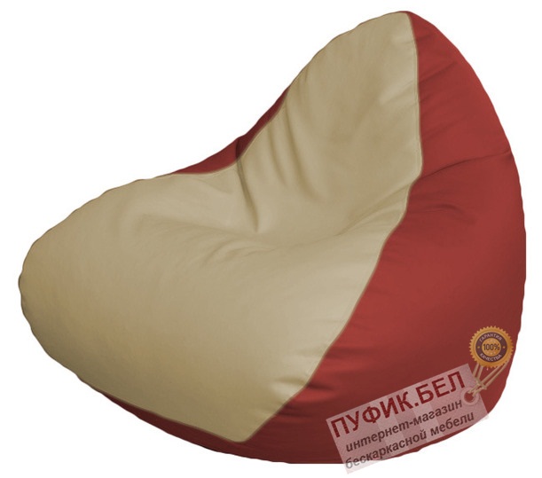 Кресло мешок RELAX Р2.3-37 (основа красная, вставка бежевая)