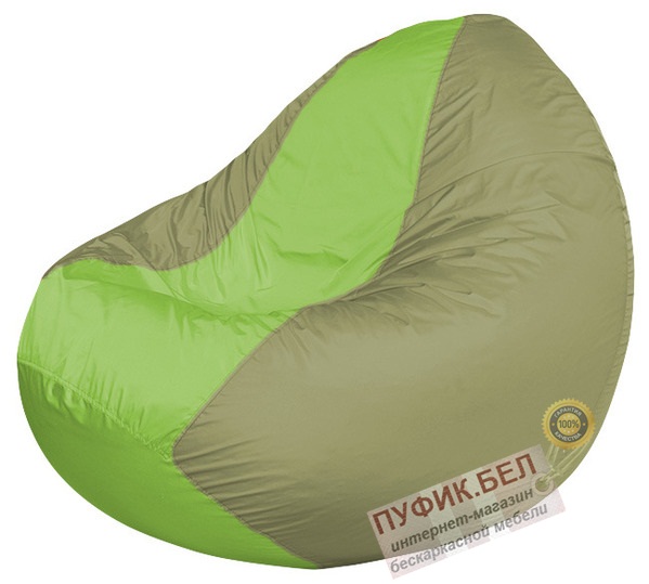 Кресло мешок Classic К2.1-69 (основа оливковая, вставка салатовая)