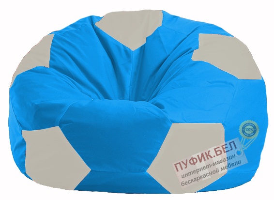 Кресло-мешок Мяч голубой - белый М 1.1-282