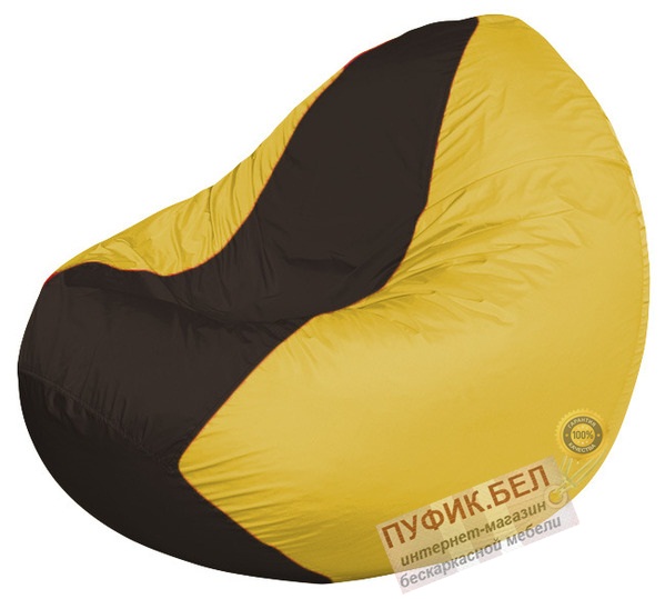 Кресло мешок Classic К2.1-257 (основа жёлтая, вставка коричневая)