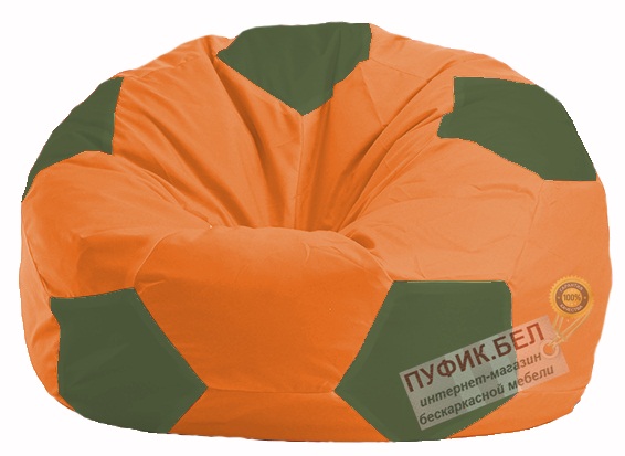 Кресло-мешок Мяч оранжевый - тёмно-оливковый М 1.1-211