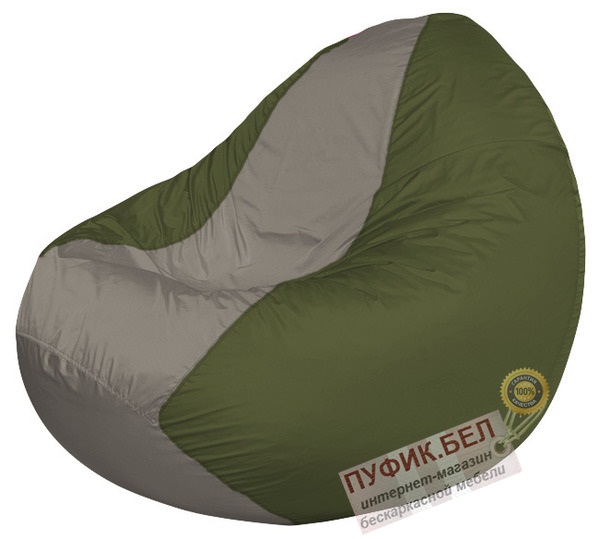Кресло мешок Classic К2.1-121 (основа оливковая, вставка серая)