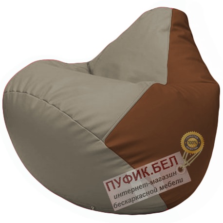 Кресло мешок Груша светло-серый и коричневый Г2.3-0207 