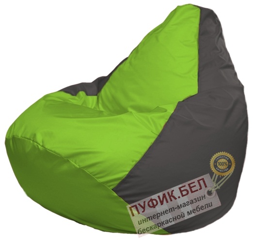 Кресло мешок Груша Макси Г2.1-156 (основа тёмно-серая, вставка салатовая)