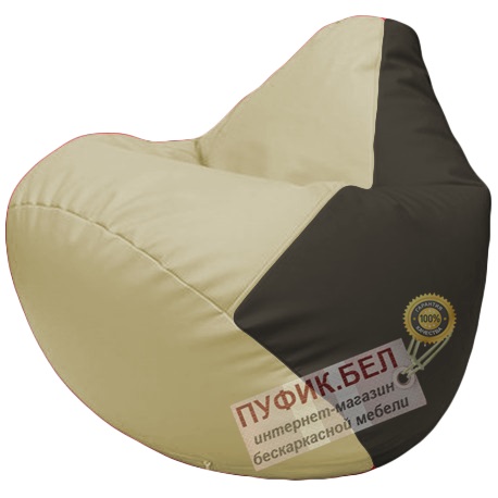 Кресло мешок Груша светло-бежевый и чёрный Г2.3-1016