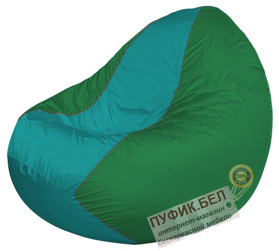 Кресло мешок Classic К2.1-263 (основа зелёная, вставка бирюзовая)