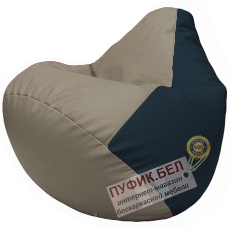 Кресло мешок Груша светло-серый и синий Г2.3-0215