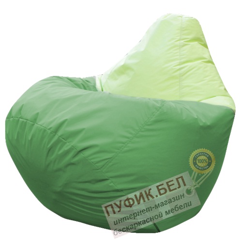 Кресло мешок Груша Рио (основа зелёная, вставка салатовая)
