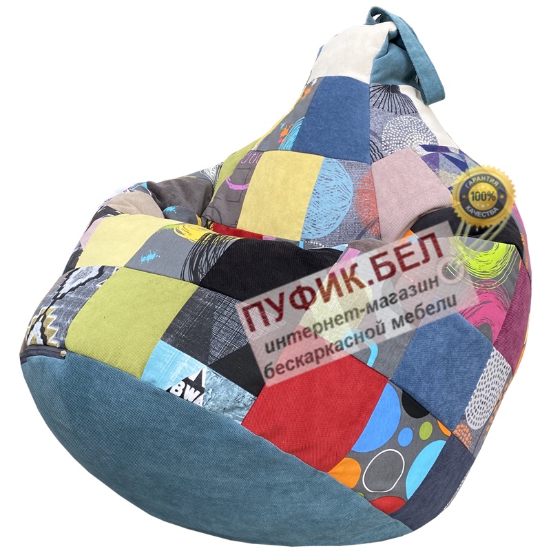 Кресло мешок Груша Пэчворк (джинс)