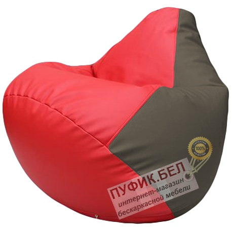 Кресло мешок Груша красный и серый Г2.3-0917