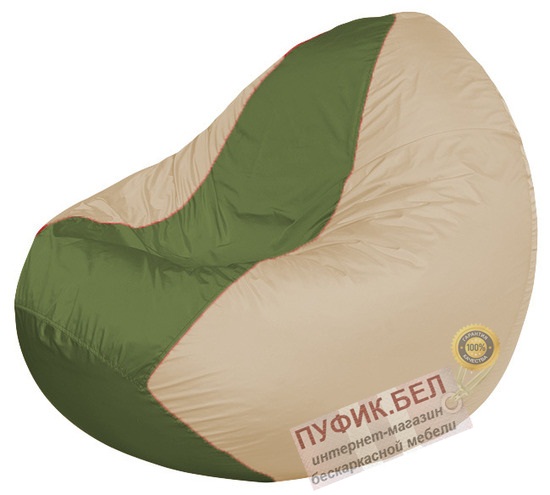 Кресло мешок Classic К2.1-187 (основа бежевая, вставка оливковая)