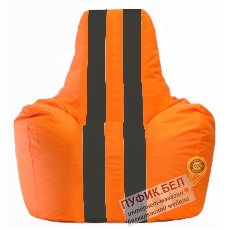 Кресло мешок Спортинг оранжевый - чёрный С1.1-600