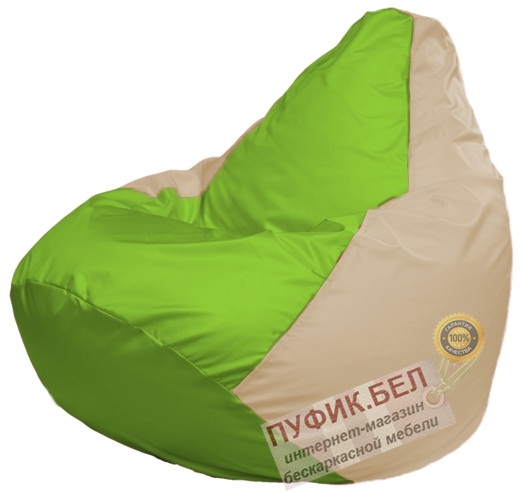 Кресло мешок Груша Макси Г2.1-162 (основа бежевая, вставка салатовая)