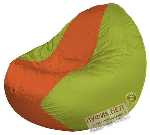Кресло мешок Classic К2.1-177 (основа салатовая, вставка оранжевая)