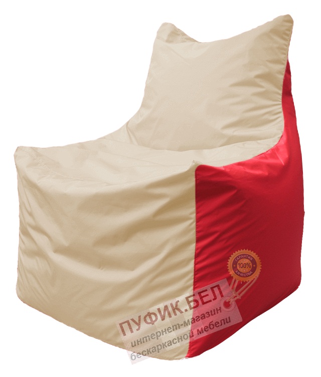 Кресло мешок Фокс Ф 21-145 (слоновая кость - красный)
