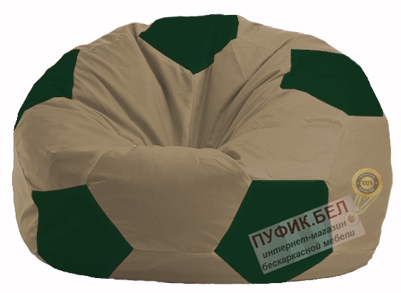 Кресло-мешок Мяч бежевый - тёмно-зелёный М 1.1-83