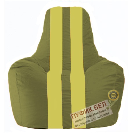Кресло мешок Спортинг оливковый - жёлтый С1.1-228