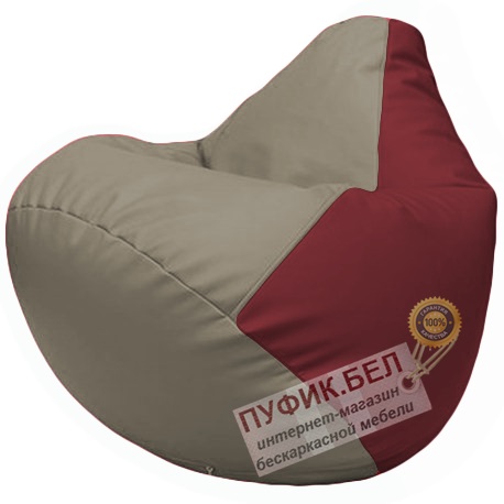Кресло мешок Груша светло-серый и бордовый Г2.3-0221
