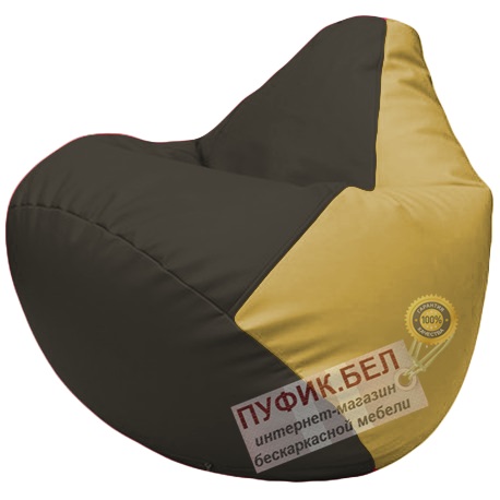 Кресло мешок Груша чёрный и охра Г2.3-1608