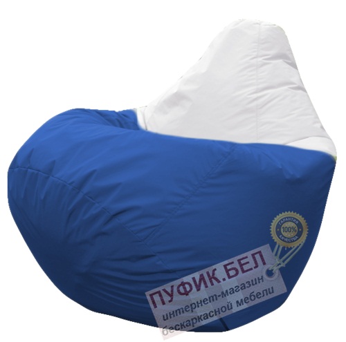 Кресло мешок Груша Арбат (основа синяя, вставка белая)
