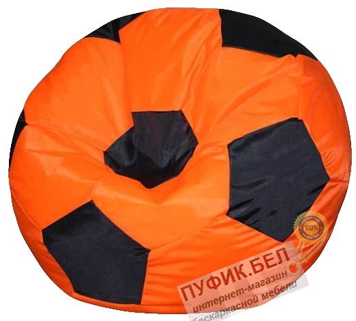 Кресло мешок Мяч (оранжевый, вставка чёрная)