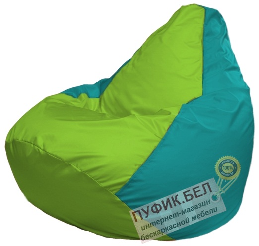 Кресло мешок Груша Макси Г2.1-182 (основа бирюзовая, вставка салатовая)