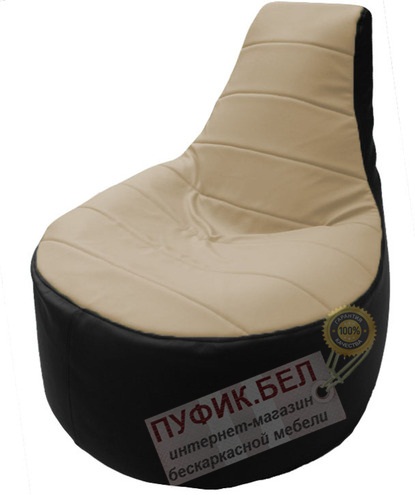 Кресло мешок Трон Т1.3-05 чёрный - светло-бежевый