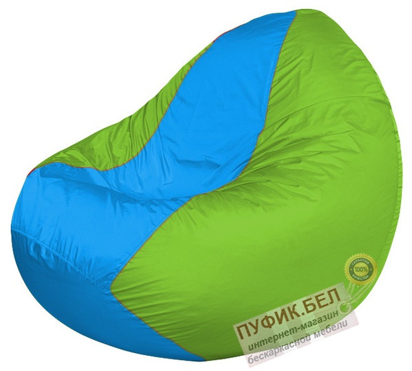Кресло мешок Classic К2.1-175 (основа салатовая, вставка голубая)