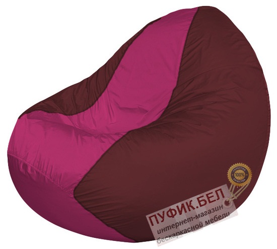 Кресло мешок Classic К2.1-46 (основа бордовая, вставка фуксия)