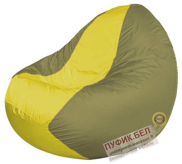 Кресло мешок Classic К2.1-68 (основа оливковая, вставка жёлтая)
