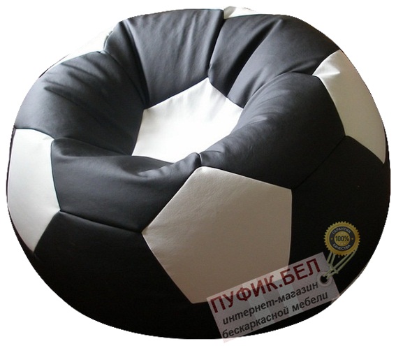 Кресло мешок Мяч (чёрный, вставка белая)