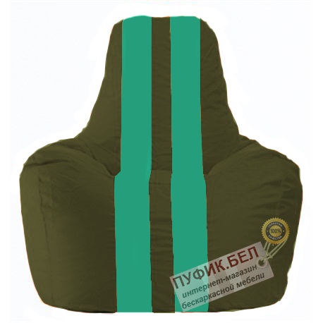 Кресло мешок Спортинг тёмно-оливковый - бирюзовый С1.1-58