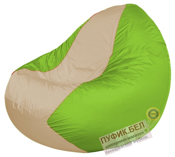 Кресло мешок Classic К2.1-179 (основа салатовая, вставка бежевая)