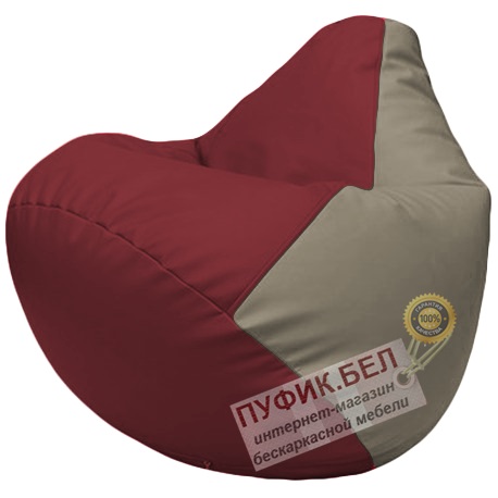 Кресло мешок Груша бордовый и светло-серый Г2.3-2102