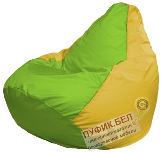 Кресло мешок Груша Макси Г2.1-167 (основа жёлтая, вставка салатовая)