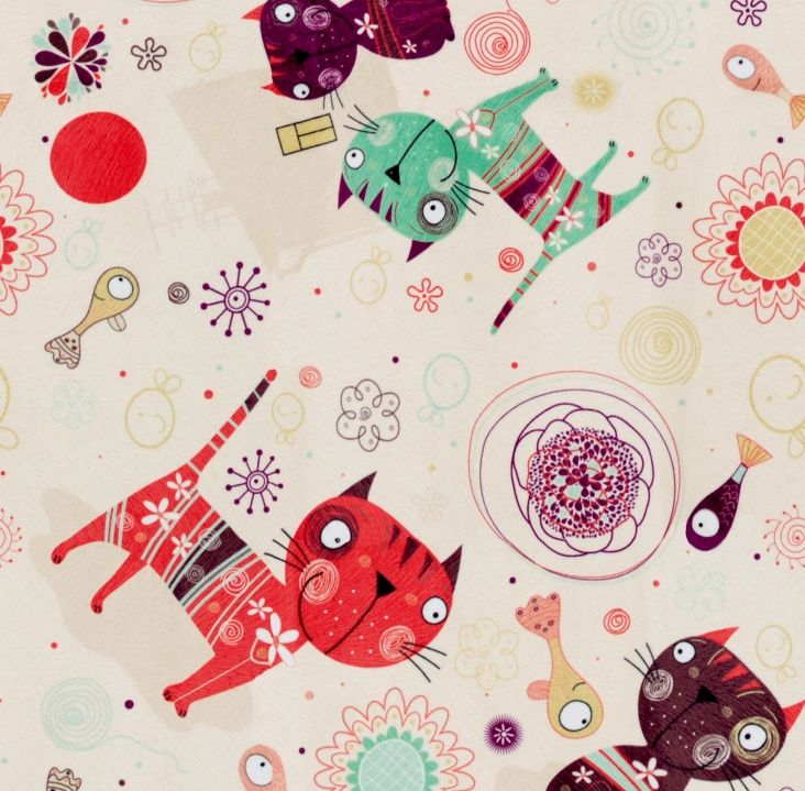 Ткань велюр - cats 01