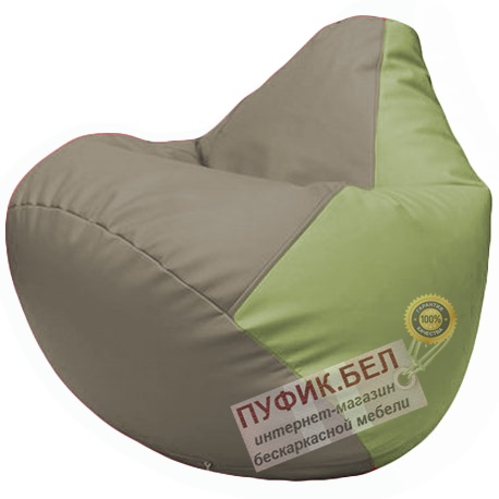 Кресло мешок Груша светло-серый и оливковый Г2.3-0219 