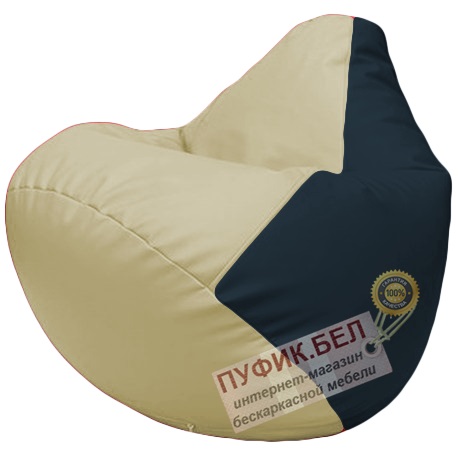 Кресло мешок Груша светло-бежевый и синий Г2.3-1015