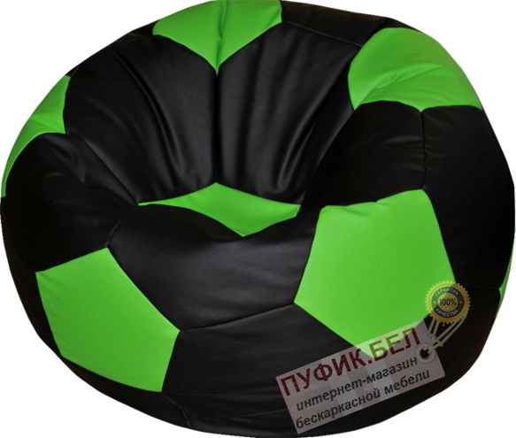 Кресло мешок Мяч (чёрный, вставка салатовая)