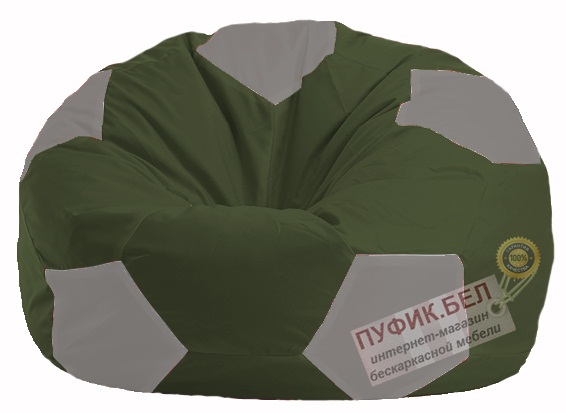 Кресло-мешок Мяч тёмно-оливковый - серый М 1.1-53