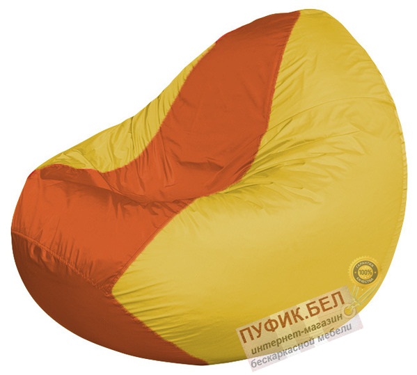 Кресло мешок Classic К2.1-255 (основа жёлтая, вставка оранжевая)