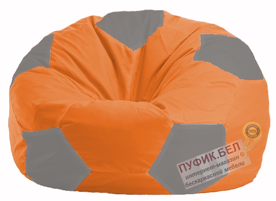 Кресло-мешок Мяч оранжевый - серый М 1.1-214