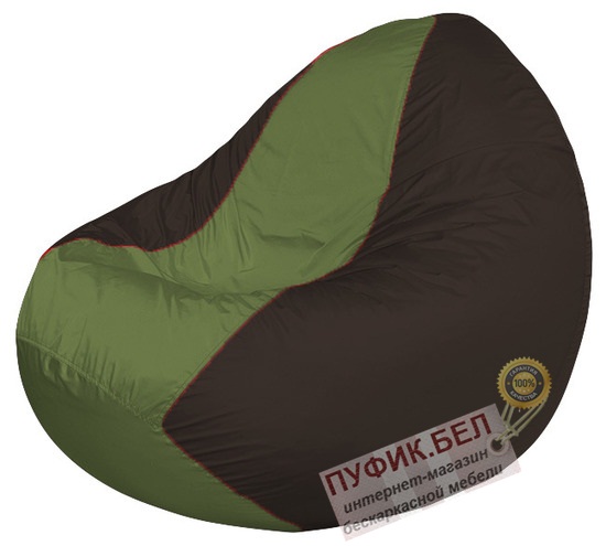 Кресло мешок Classic К2.1-150 (основа коричневая, вставка оливковая)